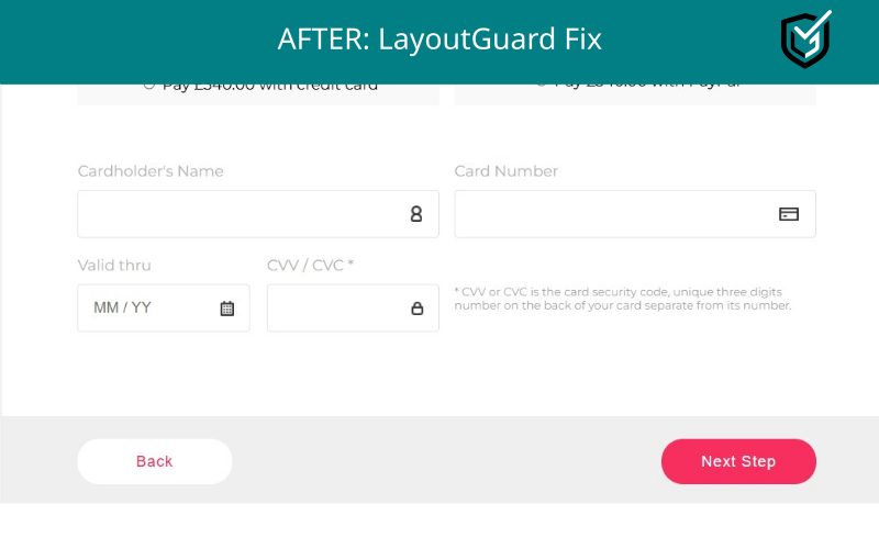 The button is moved to the correct side, right where the user's eye naturally finishes reading, making it easy to proceed.