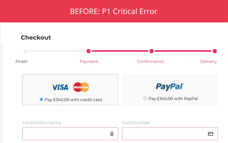 The progress bar for checkout looks like it's going backward.